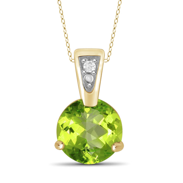 JewelonFire 3/4 Carat T.G.W. Peridot And White Diamond Accent Sterling Silver Pendant - Assorted Colors