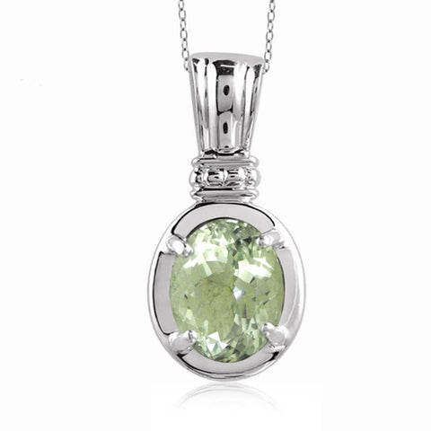 JewelonFire 1.85 Carat T.G.W. Green Amethyst Sterling Silver Pendant - Assorted Colors