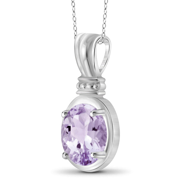 JewelonFire 1.60 Carat T.G.W. Pink Amethyst Sterling Silver Pendant - Assorted Colors