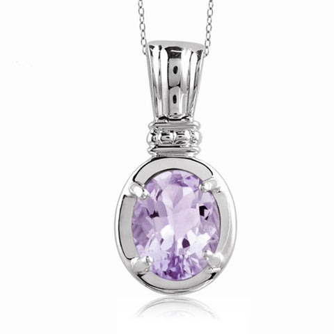 JewelonFire 1.60 Carat T.G.W. Pink Amethyst Sterling Silver Pendant - Assorted Colors