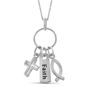 JewelonFire Sterling Silver "FAITH" Engraved Charm Pendant