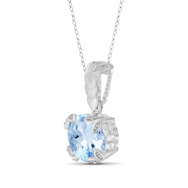 JewelonFire 4 1/4 Carat T.G.W. Sky Blue Topaz Sterling Silver Pendant - Assorted Colors