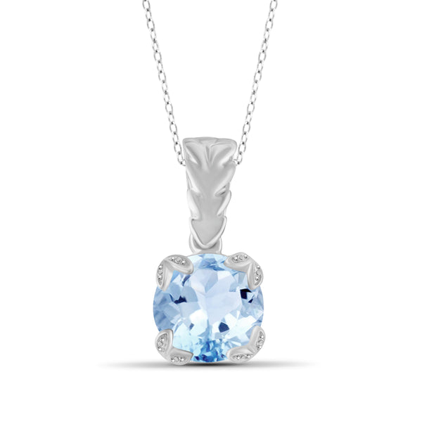 JewelonFire 4 1/4 Carat T.G.W. Sky Blue Topaz Sterling Silver Pendant - Assorted Colors