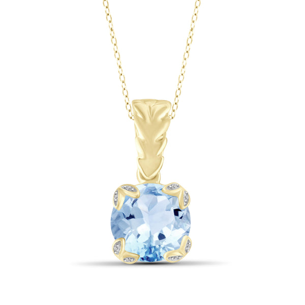 JewelonFire 4 1/4 Carat T.G.W. Sky Blue Topaz Sterling Silver Pendant - Assorted Colors