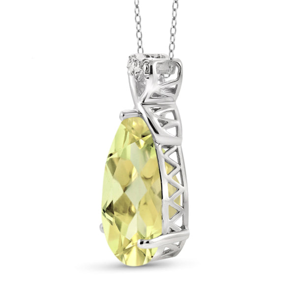 JewelonFire 6 1/2 Carat T.G.W. Lemon Quartz And White Diamond Accent Sterling Silver Pendant - Assorted Colors