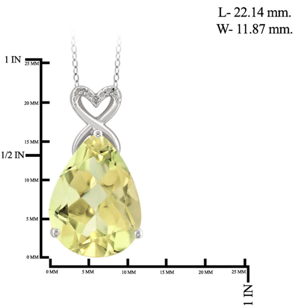 JewelonFire 6 1/2 Carat T.G.W. Lemon Quartz And White Diamond Accent Sterling Silver Pendant - Assorted Colors