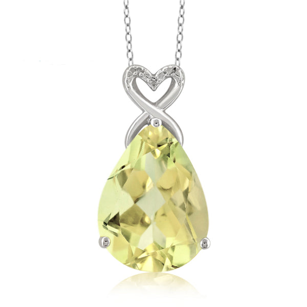 JewelonFire 6 1/2 Carat T.G.W. Lemon Quartz And White Diamond Accent Sterling Silver Pendant - Assorted Colors