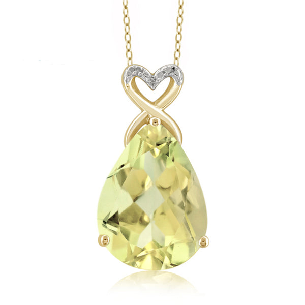 JewelonFire 6 1/2 Carat T.G.W. Lemon Quartz And White Diamond Accent Sterling Silver Pendant - Assorted Colors