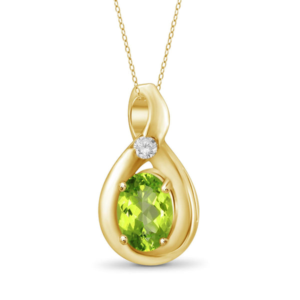 JewelonFire 1/2 Carat T.G.W. Peridot and White Diamond Accent Sterling Silver Pendant - Assorted Colors