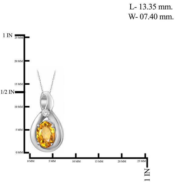 JewelonFire 1/2 Carat T.G.W. Citrine and White Diamond Accent Sterling Silver Pendant - Assorted Colors