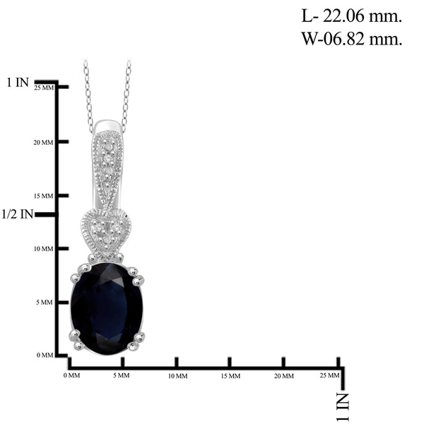 JewelonFire 1.90 Carat T.G.W. Sapphire and White Diamond Accent Sterling Silver Fashion Pendant - Assorted Colors