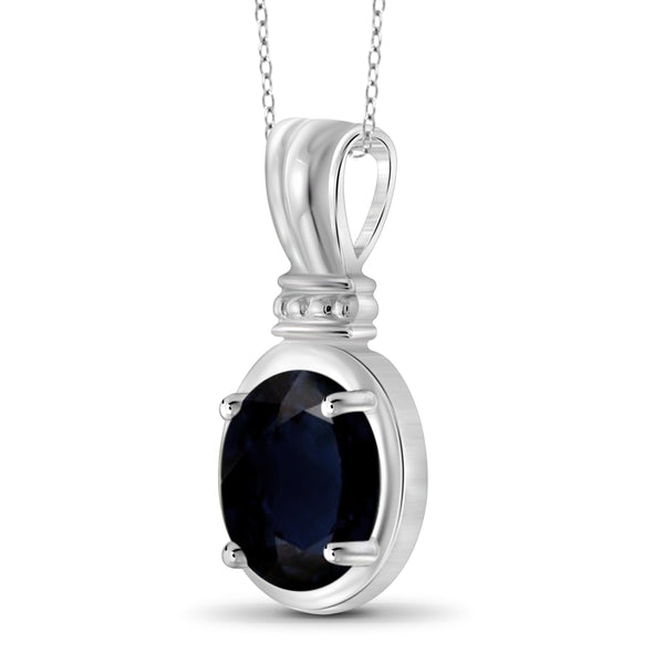 JewelonFire 1.90 Carat T.G.W. Sapphire Sterling Silver Fashion Pendant - Assorted Colors