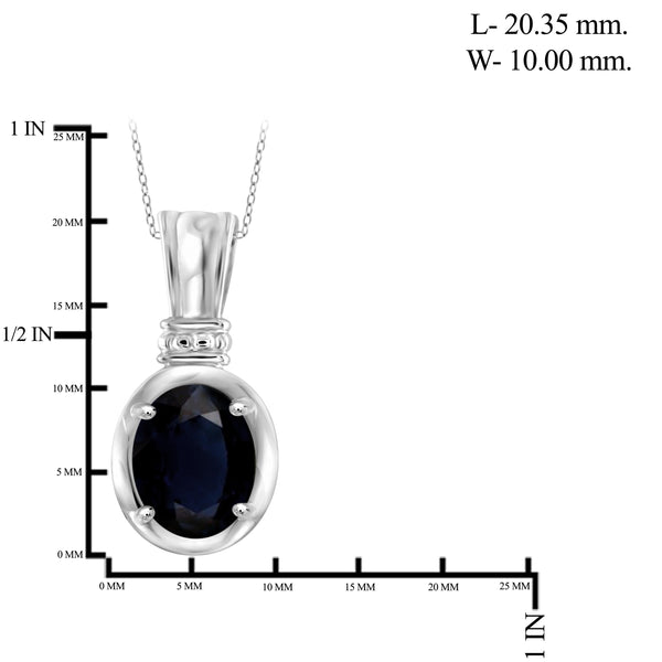 JewelonFire 1.90 Carat T.G.W. Sapphire Sterling Silver Fashion Pendant - Assorted Colors