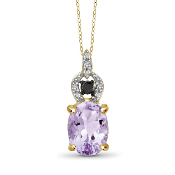 JewelonFire 1.00 Carat T.G.W. Pink Amethyst And 1/20 Carat T.W. Black And White Diamond Sterling Silver Pendant - Assorted Colors