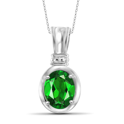 JewelonFire 1.50 Carat T.G.W. Chrome Diopside Sterling Silver Pendant - Assorted Colors