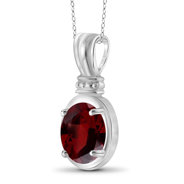 JewelonFire 2.15 Carat T.G.W. Garnet Sterling Silver Pendant - Assorted Colors