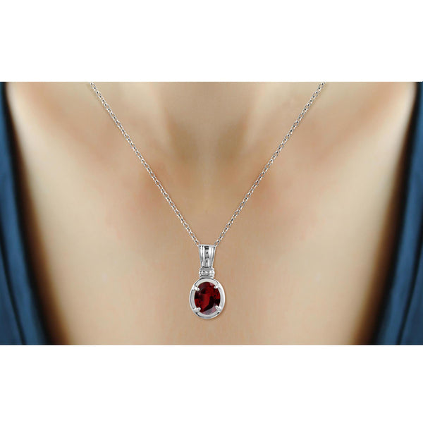 JewelonFire 2.15 Carat T.G.W. Garnet Sterling Silver Pendant - Assorted Colors