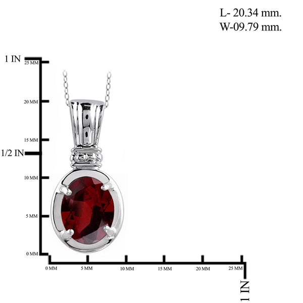 JewelonFire 2.15 Carat T.G.W. Garnet Sterling Silver Pendant - Assorted Colors