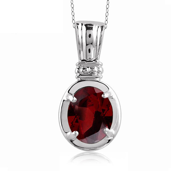 JewelonFire 2.15 Carat T.G.W. Garnet Sterling Silver Pendant - Assorted Colors