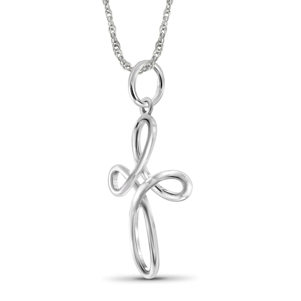 JewelonFire Sterling Silver Elegant Loop Cross Pendant - Assorted Colors