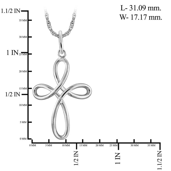 JewelonFire Sterling Silver Elegant Loop Cross Pendant - Assorted Colors