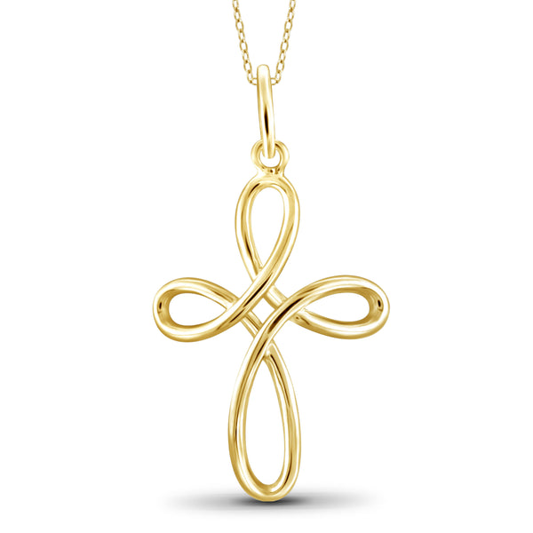 JewelonFire Sterling Silver Elegant Loop Cross Pendant - Assorted Colors