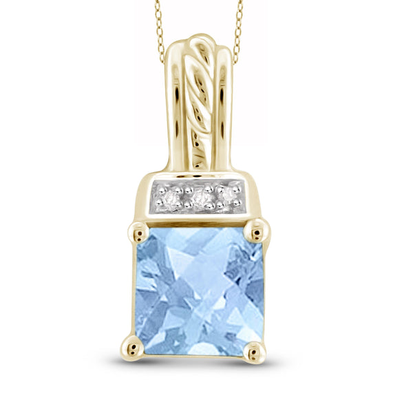 JewelonFire 1 1/7 Carat T.G.W. Sky Blue Topaz And White Diamond Accent Sterling Silver Pendant - Assorted Colors