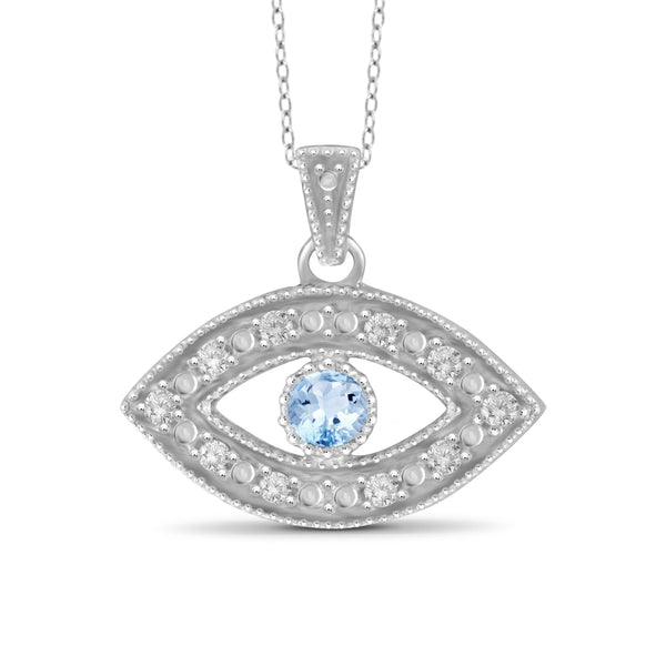 JewelonFire 1/7 Carat T.G.W. Sky Blue Topaz And White Diamond Sterling Silver Pendant - Assorted Colors