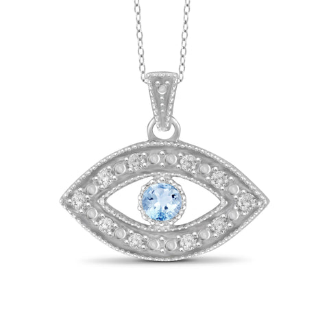 JewelonFire 1/7 Carat T.G.W. Sky Blue Topaz And White Diamond Sterling Silver Pendant - Assorted Colors