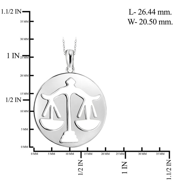 JewelonFire What's Your Sign? Libra Cutout Sterling Silver Pendant - Assorted Colors