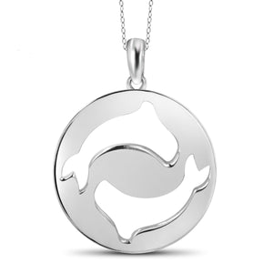 JewelonFire What's Your Sign? Pisces Cutout Sterling Silver Pendant - Assorted Colors