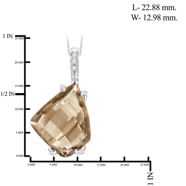 JewelonFire 4 1/2 Carat T.G.W. Smoky Quartz And White Diamond Accent Sterling Silver Pendant - Assorted Colors