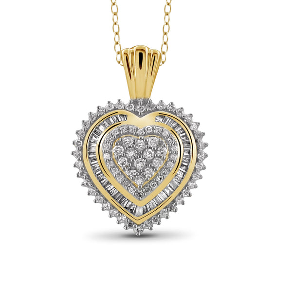 Jewelnova 1/2 Carat T.W. White Diamond 10K Gold Heart Pendant - Assorted Colors