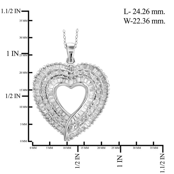 Jewelnova 1.00 Carat T.W, White Diamond 10K Gold Open Heart Pendant - Assorted Colors
