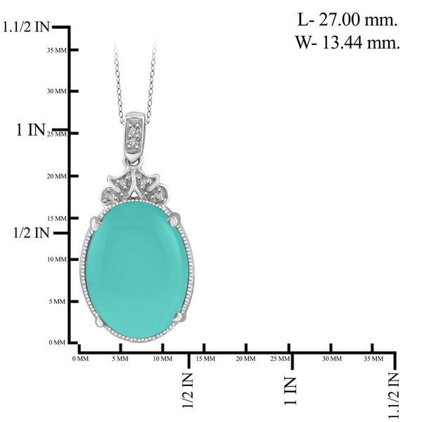 JewelonFire 9 3/4 Carat T.G.W. Chalcedony And White Diamond Accent Sterling Silver Fashion Pendant - Assorted Colors