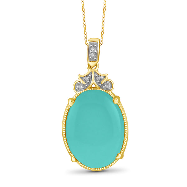 JewelonFire 9 3/4 Carat T.G.W. Chalcedony And White Diamond Accent Sterling Silver Fashion Pendant - Assorted Colors