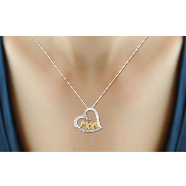JewelonFire White Diamond Accent 14kt Gold Plated Brass Two-Tone Heart Pendant