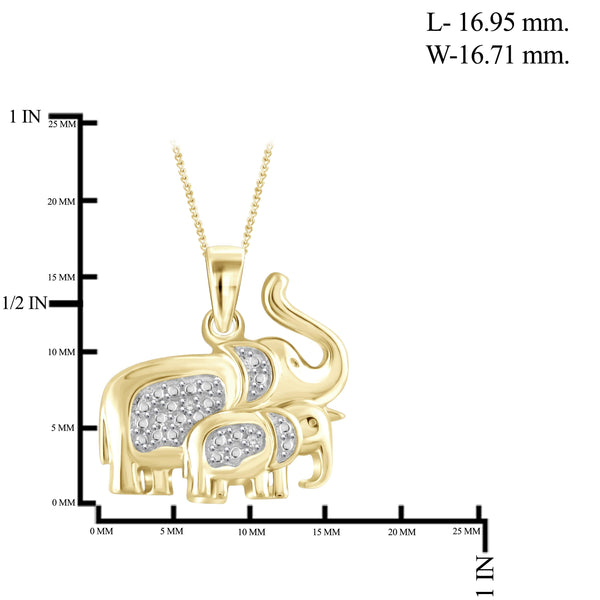 JewelonFire White Diamond Accent 14kt Gold Plated Brass Elephant Pendant