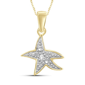 JewelonFire White Diamond Accent 14kt Gold Plated Brass Star Pendant