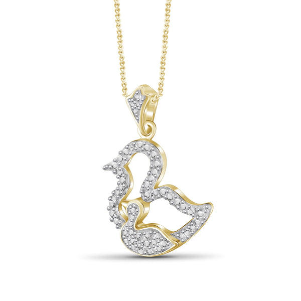 JewelonFire White Diamond Accent 14kt Gold Plated Brass Duck Pendant