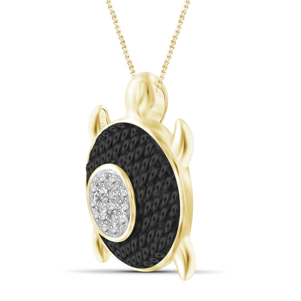 JewelonFire White Diamond Accent 14kt Gold Plated Brass Tortoise Pendant