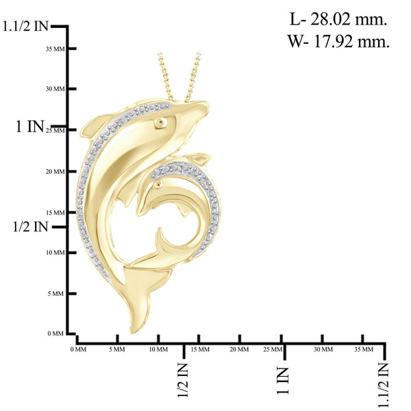 JewelonFire White Diamond Accent 14kt Gold Plated Brass Dolphin Pendant