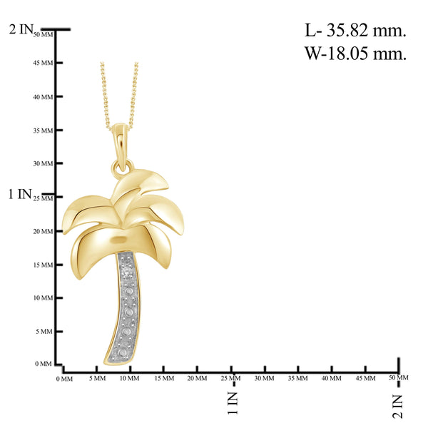 JewelonFire White Diamond Accent 14kt Gold Plated Brass Palm Tree Pendant