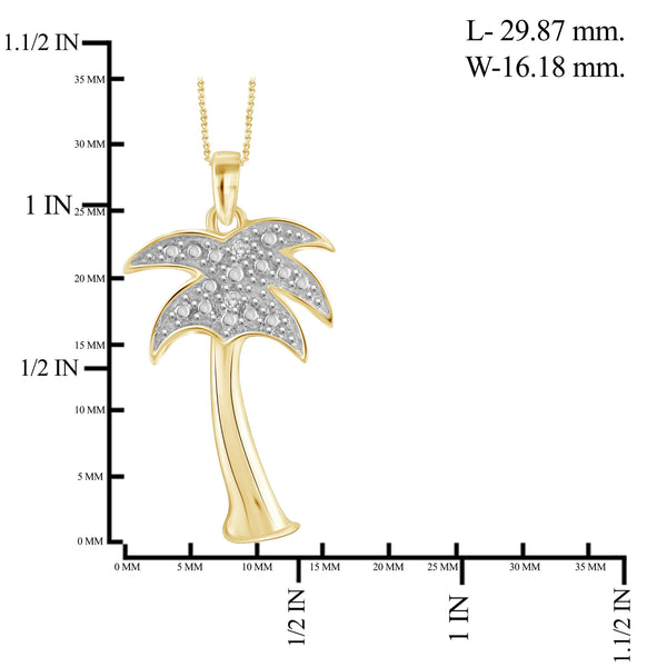 JewelonFire White Diamond Accent 14kt Gold Plated Brass Palm Tree Pendant