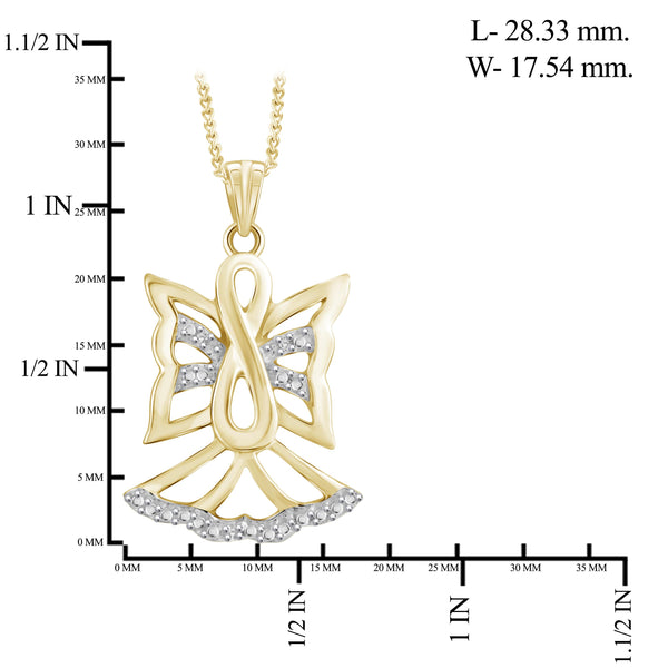 JewelonFire White Diamond Accent 14kt Gold Plated Brass Angel Pendant