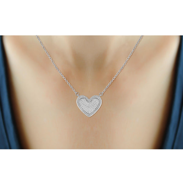 JewelonFire 1/4 Carat T.W. White Diamond Sterling Silver Heart Pendant - Assorted Colors