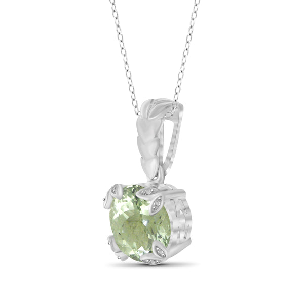 JewelonFire 3 1/2 Carat T.G.W. Green Amethyst Sterling Silver Pendant - Assorted Colors