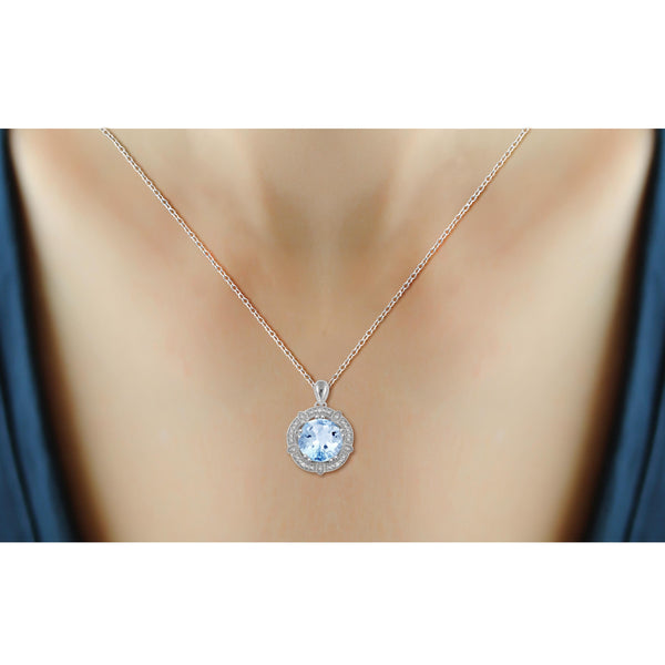 JewelonFire 4 1/4 Carat T.G.W. Sky Blue Topaz And White Diamond Accent Sterling Silver Pendant - Assorted Colors