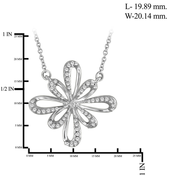 JewelonFire 1/4 Carat T.W. White Diamond Sterling Silver Flower Pendant - Assorted Colors