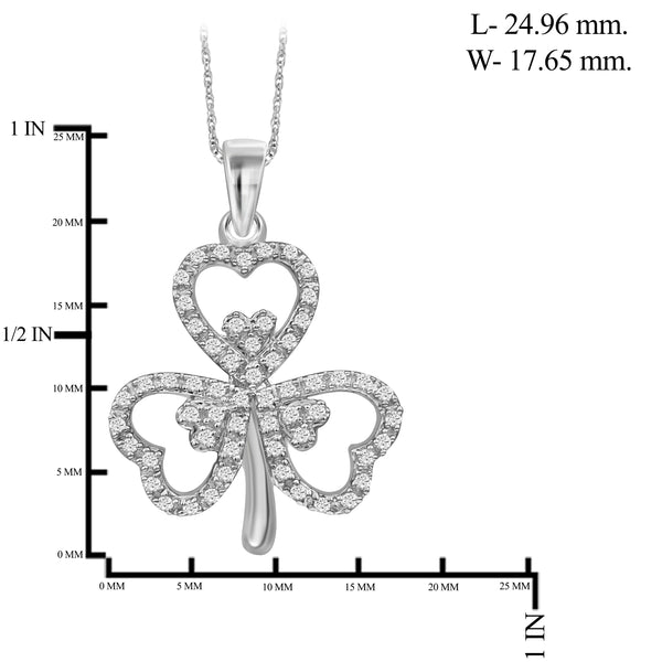 JewelonFire 1/5 Carat T.W. White Diamond Shamrock Sterling Silver Pendant - Assorted Colors